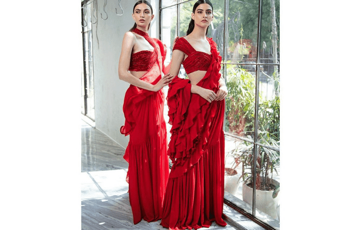 ruffled sarees