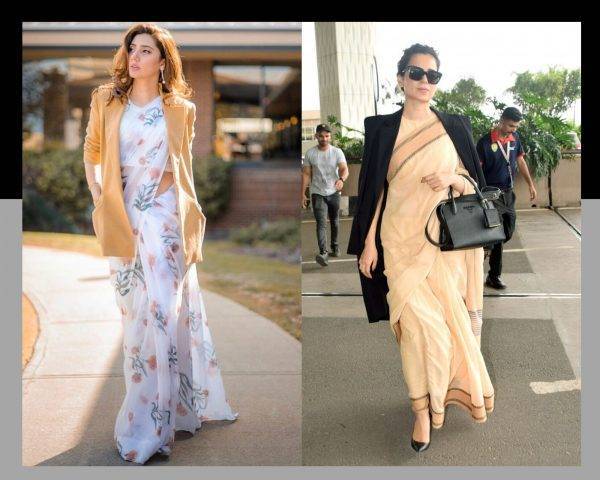 Long jacket style with saree//Saree ke sath long jacket Ideas - YouTube