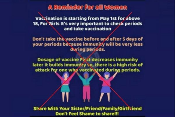 The misleading infographic that advices against taking the Covid vaccine during periods
