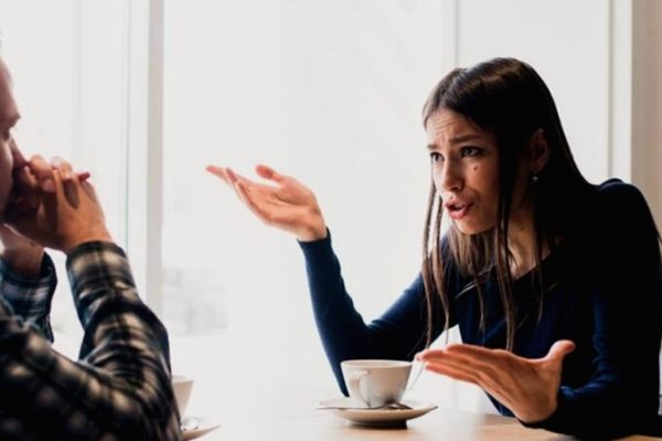 Woman having a discussion with her partner