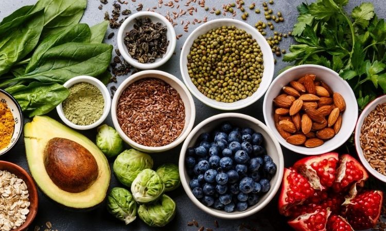 An assortment of superfoods kept together