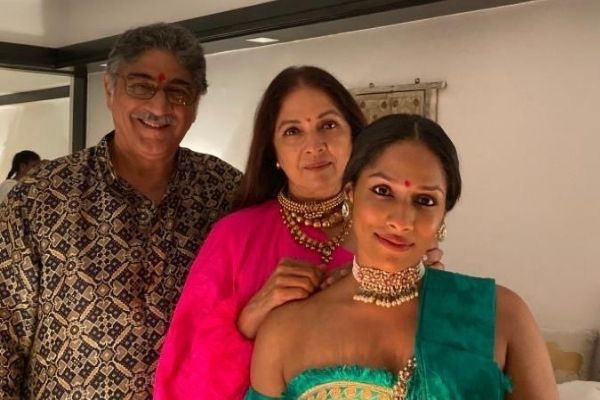 Neena Gupta with her husband and daughter