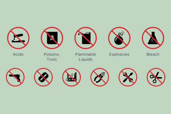 prohibited items in airplanes